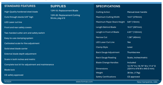 Tabletop Manual Guillotine Cutter Cut-True 13M