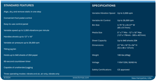 High-Capacity Air Jogger Formax FD404A1