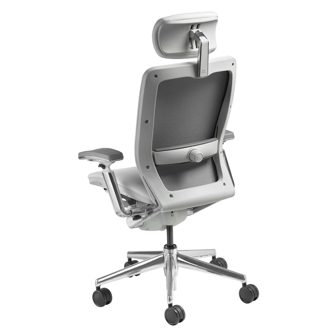 Ergonomic Mid Back Fully White Leather upholstered Chair with Headrest Nightingale 7300D-L-WH