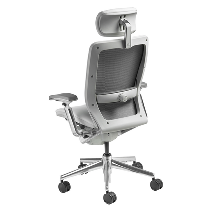 Ergonomic Mid Back Fully White Leather upholstered Chair with Headrest Nightingale 7300D-L-WH