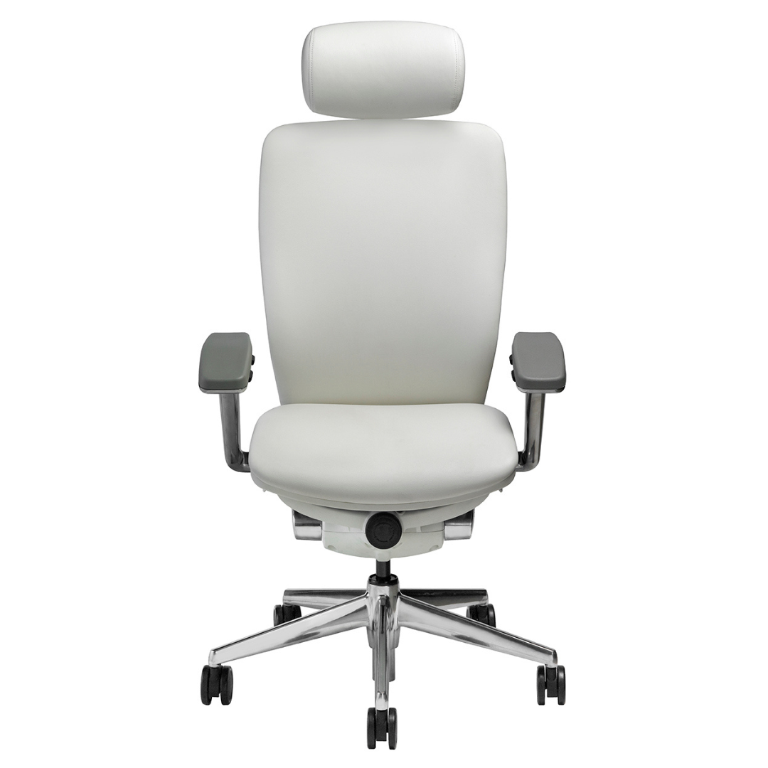 Ergonomic Mid Back Fully White Leather upholstered Chair with Headrest Nightingale 7300D-L-WH