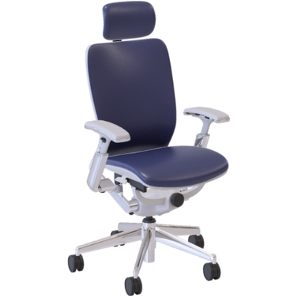 Ergonomic Mid Back Fully White Leather upholstered Chair with Headrest Nightingale 7300D-L-WH