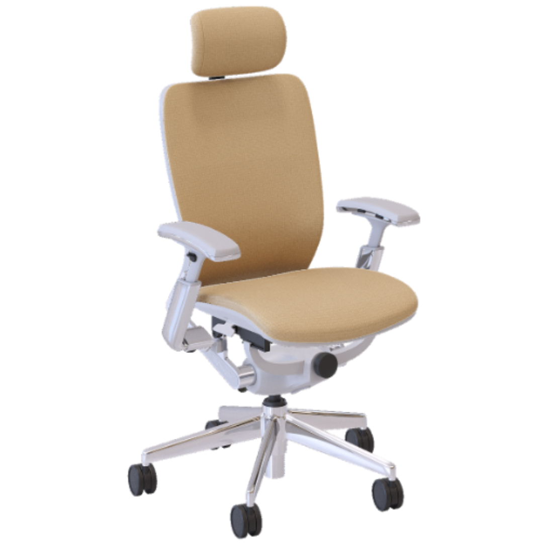 Ergonomic Mid Back Fully White Leather upholstered Chair with Headrest Nightingale 7300D-L-WH