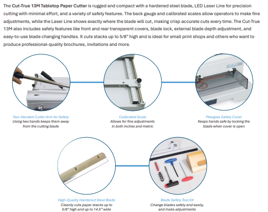 Tabletop Manual Guillotine Cutter Cut-True 13M