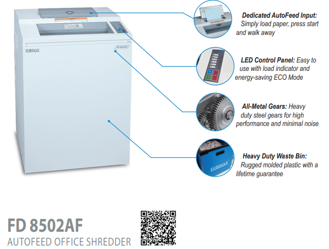 Office Shredder AutoFeed OnSite Formax FD8502AF