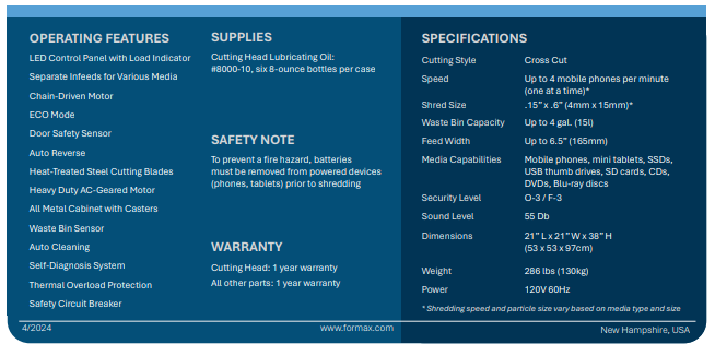 OnSite FD 87SSD Multimedia Office Shredder