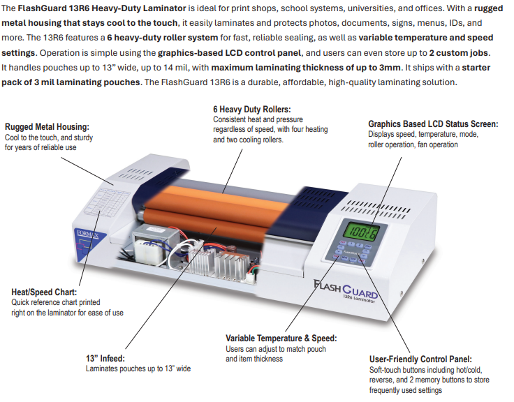 FlashGuard 13R6 Heavy-Duty Laminator