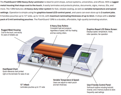 FlashGuard 13R6 Heavy-Duty Laminator